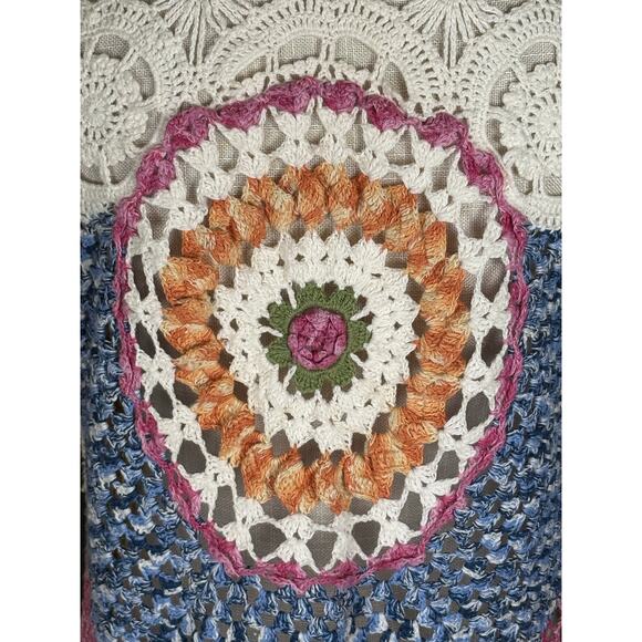 Vintage Carole Little Crochet Patchwork Sweater Women's Small Petite Cottage Y2K - Picture 6 of 8